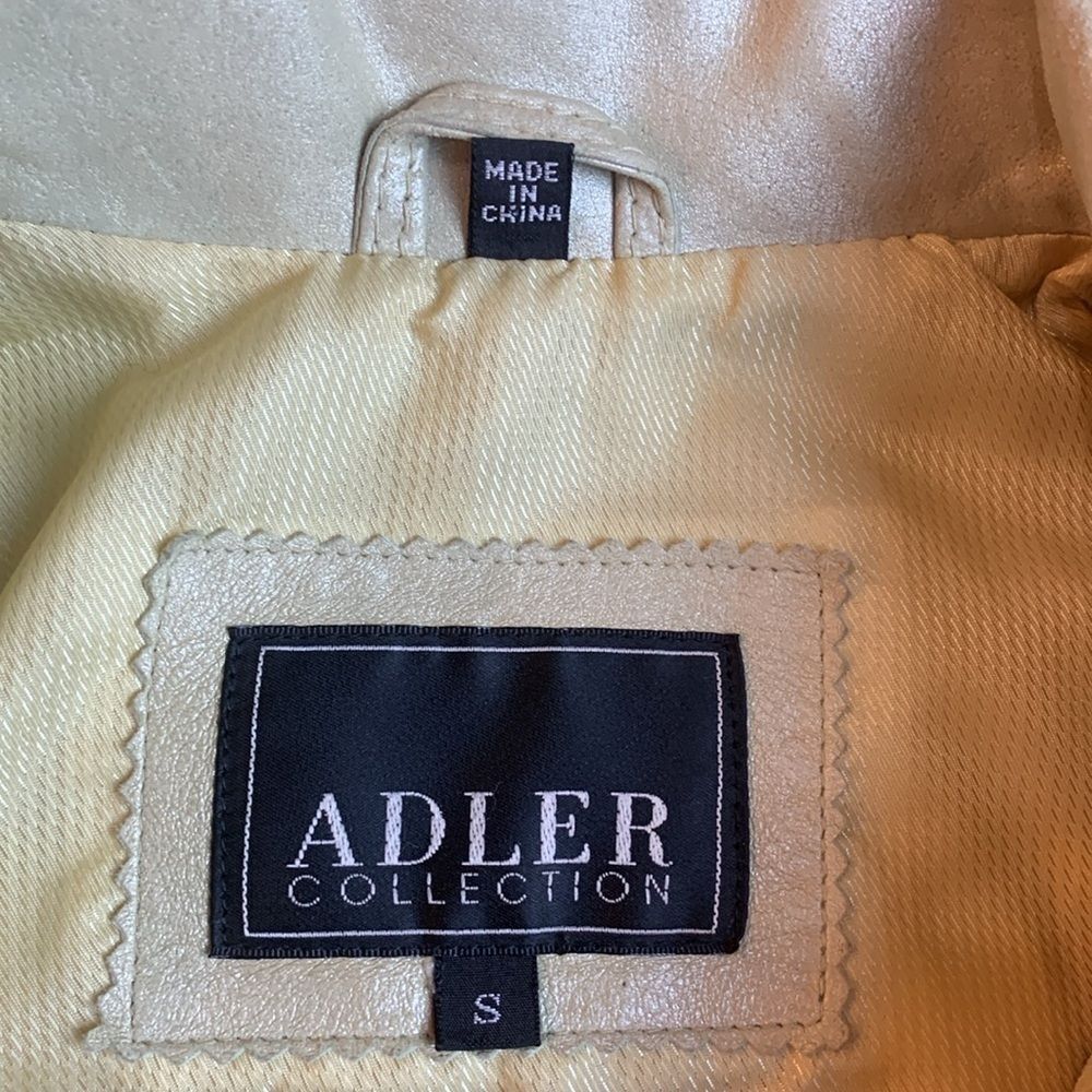 Adler Collection zippered beige leather jacket, Small - Picture 3 of 10